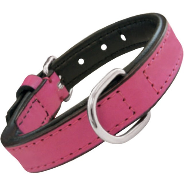 Gloria Περιλαίμιο δερμάτινο padded soft 35cm x 15mm φούξια Gloria Περιλαίμιο δερμάτινο padded soft 35cm x 15mm φούξια
