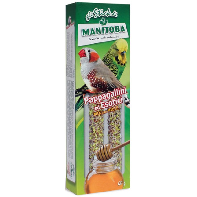 Manitoba Stick για παπαγαλάκια, εξωτικά πουλιά και καρδερίνες με μέλι 60gr 2 τεμάχια