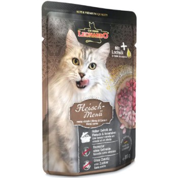 Leonardo υγρή τροφή για γάτες σε φακελάκι προσεκτικά μαγειρεμένο με ποικιλία κρεάτων & λάδι σολομού