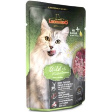 Υγρή τροφή για γάτες σε φακελάκι προσεκτικά μαγειρεμένο με κρέας κυνηγιού, βατόμουρα & λάδι σολομού