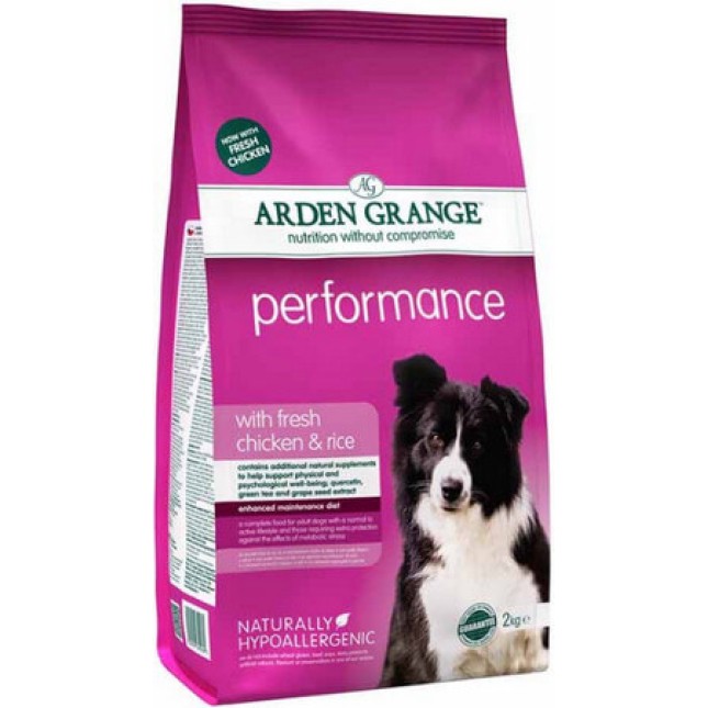 Arden Grange τροφή για ενήλικους σκύλους performance κοτόπουλο & ρύζι σκυλιά ευελιξίας και επίδειξης