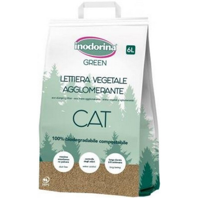 Inodorina άμμος γάτας οικολογική βιοδιασπώμενη και εξαιρετικά απορροφητική 6lt