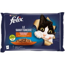 Purina Felix Πολυσυσκευασία Πλήρης τροφή για ενήλικες γάτες με Κουνέλι & Αρνί σε Ζελέ 4x85gr