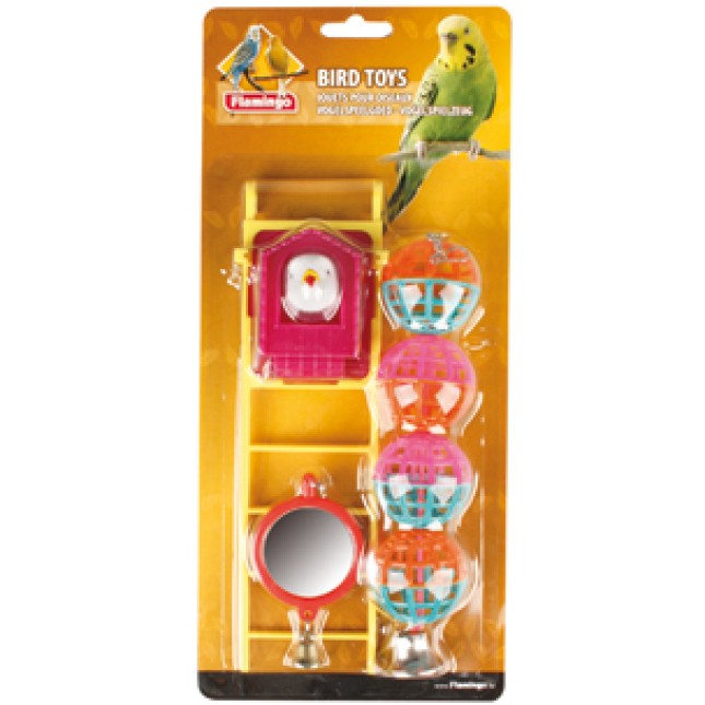 TOY PARAKEETS MIRROR-BALLS-LADDER 20 CM