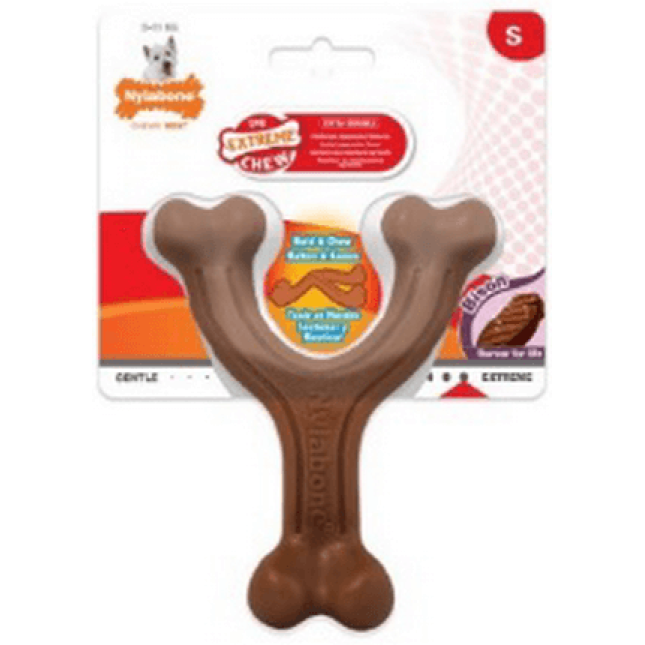 Nylabone κόκκαλο για δυνατούς μασητές γεύση βίσωνα S