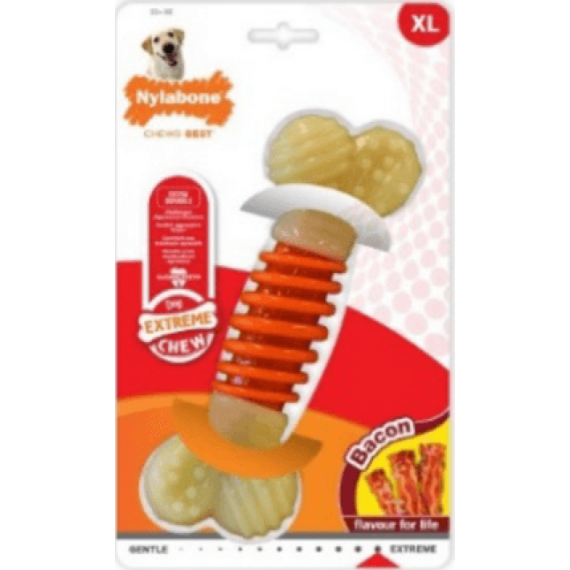 Nylabone σκληρό κόκκαλο με γεύση μπέικον action L
