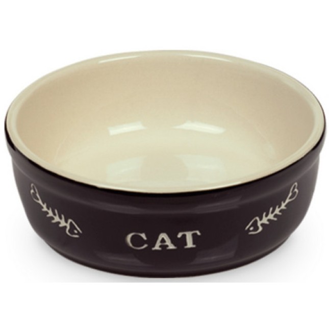 Nobby Κεραμικό Πιάτο Γάτας, CAT μαύρο-μπεζ O13,5x5cm, 250ml