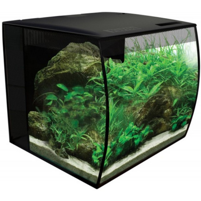 Fluval ενυδρείο flex μαύρο μοντέρνο στυλ με το χαρακτηριστικό καμπύλο μπροστινό μέρος