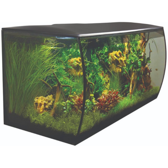 Fluval ενυδρείο flex μαύρο μοντέρνο στυλ με το χαρακτηριστικό καμπύλο μπροστινό μέρος