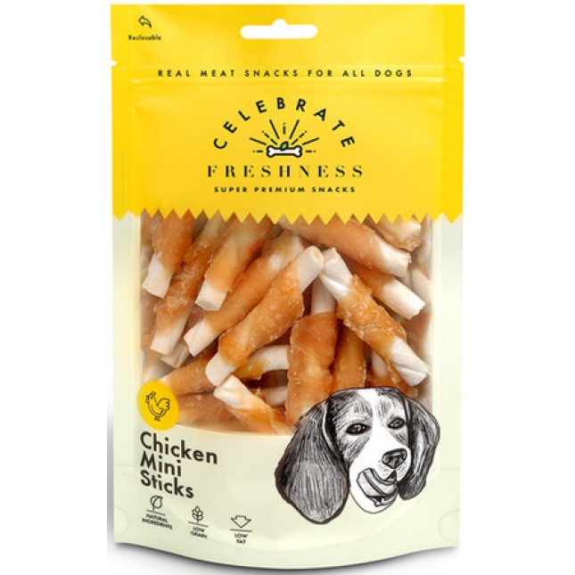 Celebrate κοτόπουλο σε Mini Sticks για σκυλιά όλων των φυλών Celebrate κοτόπουλο σε Mini Sticks για σκυλιά όλων των φυλών