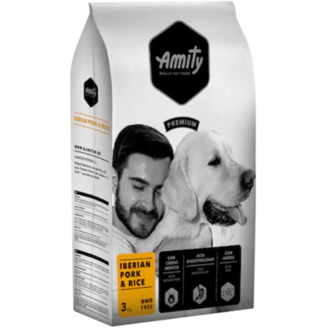Amity Premium για ενήλικους σκύλους  μεσαίων και μεγαλόσωμων φυλών με μαύρο χοίρο