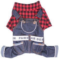 Glee Jumpsuit Denim Pan Καρό Κόκκινο M 28cm