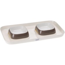 Ferplast Glam tray πλαστικός διπλός δίσκος τροφής και νερού για γάτες και σκύλους γκρι