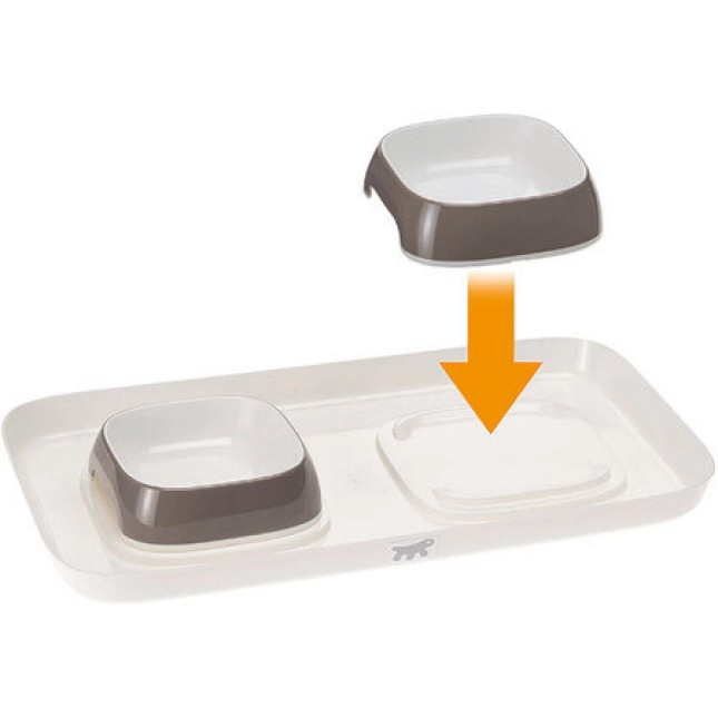Ferplast Glam tray πλαστικός διπλός δίσκος τροφής και νερού για γάτες και σκύλους γκρι Ferplast Glam tray πλαστικός διπλός δίσκος τροφής και νερού για γάτες και σκύλους γκρι