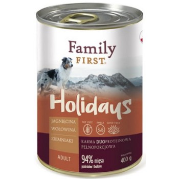 Family First Holidays Line για ενήλικα σκυλιά με μοσχάρι και αρνί 400gr Family First Holidays Line για ενήλικα σκυλιά με μοσχάρι και αρνί 400gr