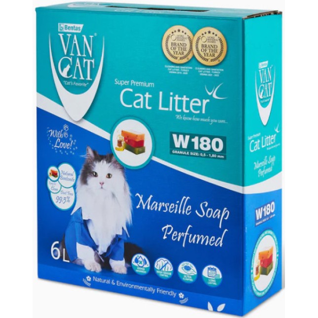 Van Cat Λευκή ψιλή άμμος υγιεινής από 100% μπετονίτη άρωμα σαπούνι Μασσαλίας 5,1kg-6lt Van Cat Λευκή ψιλή άμμος υγιεινής από 100% μπετονίτη άρωμα σαπούνι Μασσαλίας 5,1kg-6lt