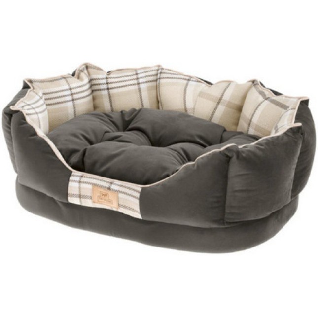 Ferplast Charles κρεβάτι καναπές καφέ με μαξιλάρι διπλής όψης στο εσωτερικό