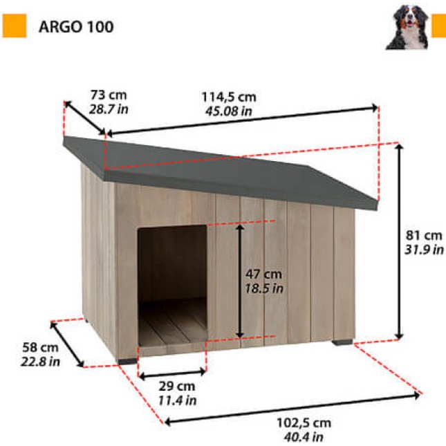 Ferplast ξύλινο σπιτάκι σκύλου Argo 100 114,5 x 73 x 81 cm