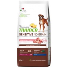 Natural Trainer Sensitive χωρίς σιτηρά για Medium - Maxi σκυλιά με χοιρινό και πατάτα 12kg