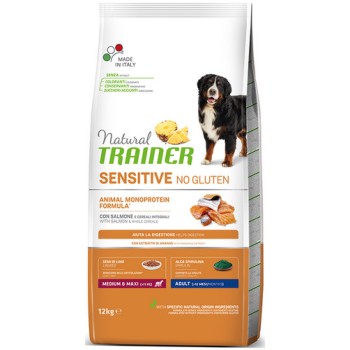 Natural Trainer Sensitive χωρίς γλουτένη για Medium - Maxi ενήλικα σκυλιά με σολομό 12kg Natural Trainer Sensitive χωρίς γλουτένη για Medium - Maxi ενήλικα σκυλιά με σολομό 12kg