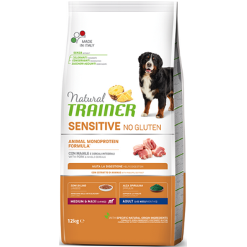 Natural Trainer Sensitive χωρίς γλουτένη για Medium - Maxi ενήλικα σκυλιά με χοιρινό 12kg Natural Trainer Sensitive χωρίς γλουτένη για Medium - Maxi ενήλικα σκυλιά με χοιρινό 12kg
