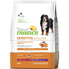 Natural Trainer Sensitive χωρίς γλουτένη για Medium & Maxi ηλικιωμένα σκυλιά με Σολομό 3kg Natural Trainer Sensitive χωρίς γλουτένη για Medium & Maxi ηλικιωμένα σκυλιά με Σολομό 3kg