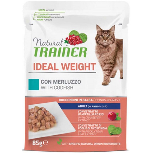 Πλήρης και ισορροπημένη τροφή για ενήλικες γάτες από 1 έτους, με τάση για υπέρβαρες με μπακαλιάρο