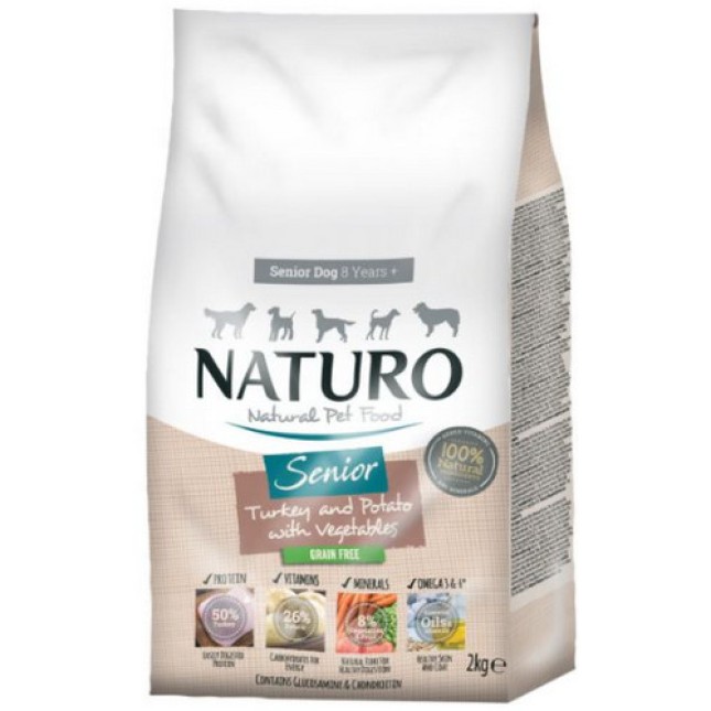 Naturo τροφή Grain Free για ηλικιωμένα σκυλιά με γαλοπούλα, πατάτα και λαχανικά 2kg Naturo τροφή Grain Free για ηλικιωμένα σκυλιά με γαλοπούλα, πατάτα και λαχανικά 2kg