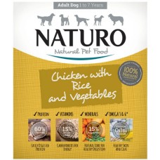 Naturo τροφή  για ενήλικα σκυλιά με κοτόπουλο, ρύζι και λαχανικά 400g