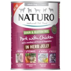 Naturo τροφή Grain Free για ενήλικα σκυλιά με χοιρινό, κοτόπουλο, φρούτα και λαχανικά 390g