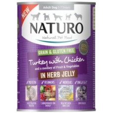 Naturo τροφή Grain Free για ενήλικα σκυλιά με γαλοπούλα, κοτόπουλο, φρούτα και λαχανικά 390g