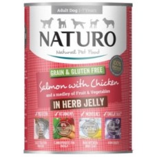 Naturo τροφή Grain Free για ενήλικα σκυλιά με σολομό, κοτόπουλο, φρούτα και λαχανικά 390g