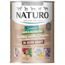 Naturo τροφή Grain Free για ηλικιωμένα σκυλιά με γαλοπούλα, κοτόπουλο, φρούτα 390g