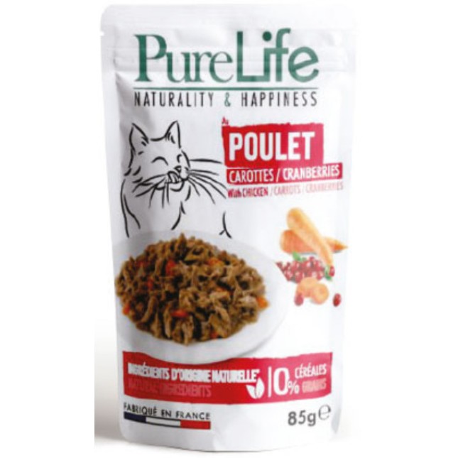 Pro-nutrition Pure life pouch ζουμερά μικρά κομμάτια φιλέτου κοτόπουλο, καρότα και cranberries
