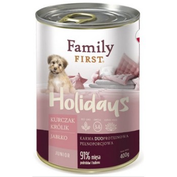 Family First Holidays για κουτάβια με κοτόπουλο, κουνέλι και μήλο 400gr Family First Holidays για κουτάβια με κοτόπουλο, κουνέλι και μήλο 400gr