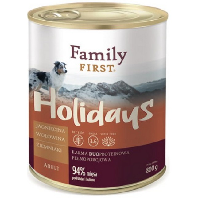 Family First Holidays Line για ενήλικα σκυλιά με μοσχάρι και αρνί 800gr Family First Holidays Line για ενήλικα σκυλιά με μοσχάρι και αρνί 800gr