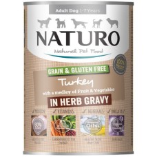 Naturo τροφή Grain Free για ενήλικα σκυλιά με γαλοπούλα, φρούτα και λαχανικά 390g Naturo τροφή Grain Free για ενήλικα σκυλιά με γαλοπούλα, φρούτα και λαχανικά 390g