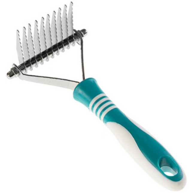 Gimdog de-matting rake χτένα για μακρύ & σγουρό τρίχωμα με αντιολισθητικό χερούλι 7,5x18,2cm. Gimdog de-matting rake χτένα για μακρύ & σγουρό τρίχωμα με αντιολισθητικό χερούλι 7,5x18,2cm.