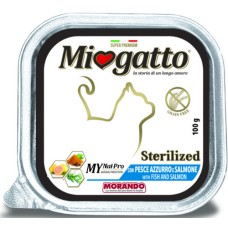 Morando Miogatto Δισκάκι για στειρωμένες γάτες με σολομό και ψάρια 100gr Morando Miogatto Δισκάκι για στειρωμένες γάτες με σολομό και ψάρια 100gr