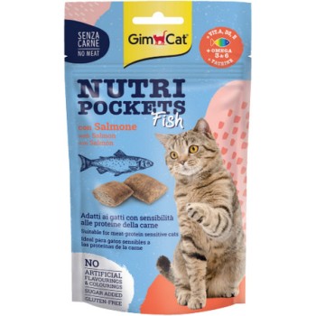 Gimcat nutri pockets σνακ γάτας γεμισμένα με μοναδική κρέμα σολομού  60gr