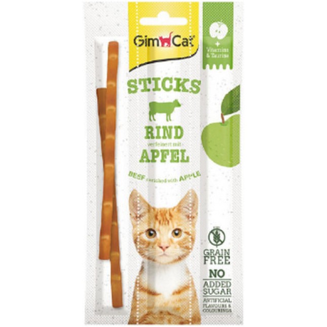 Gimcat superfood duo sticks grain & sugar βοδινό & μήλο μια λιχουδιά που θα λατρέψει η γάτα σας 3τεμ