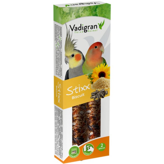 Vadigran στικ για παπαγαλάκια χωρίς συντηρητικά, με μπισκότο και άλλα φυσικά συστατικά