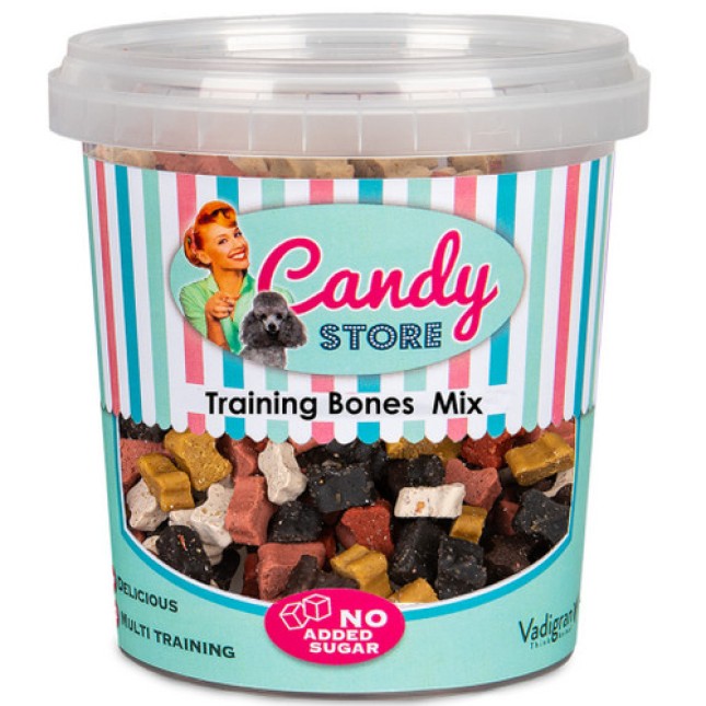 Vadigran Candy Μικρές και νόστιμες πολύχρωμες ημίυγρες λιχουδιές σε σχήμα κόκκαλου