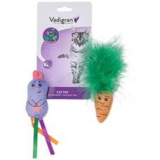 Vadigran Σετ 2 παιχνιδιών με catnip σε φιγούρες καρότου και κουνελιού με κορδέλες