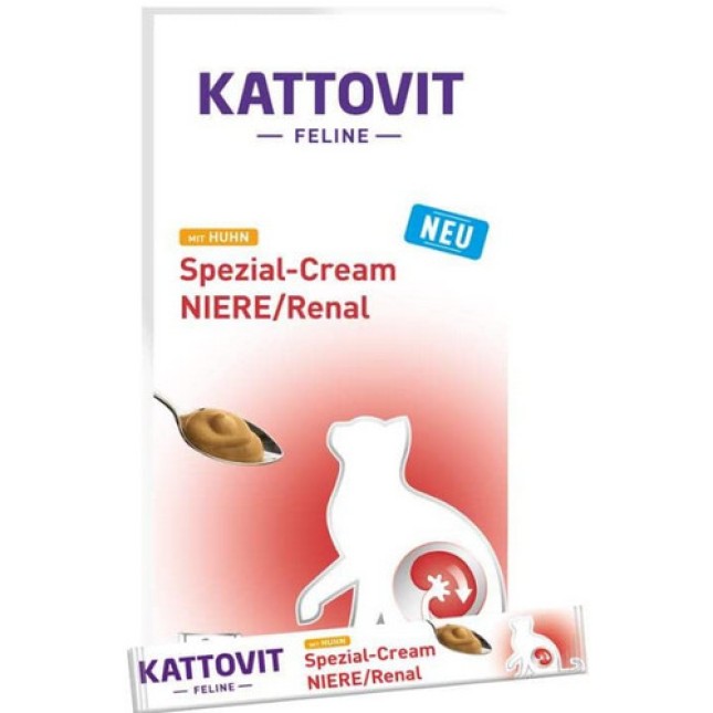 Finnern Kattovit Νόστιμη κρέμα ως σνακ για ενήλικες γάτες με νεφρική ανεπάρκεια (6x15g) 90g Finnern Kattovit Νόστιμη κρέμα ως σνακ για ενήλικες γάτες με νεφρική ανεπάρκεια (6x15g) 90g