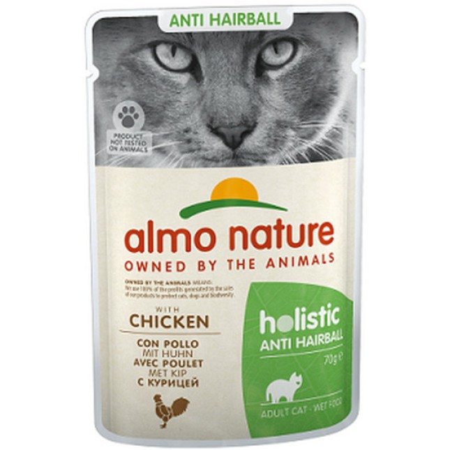 Almo Nature ANTI-HAIRBALL ολιστική τροφή για την πρόληψη του σχηματισμού τριχόμπαλων 70g