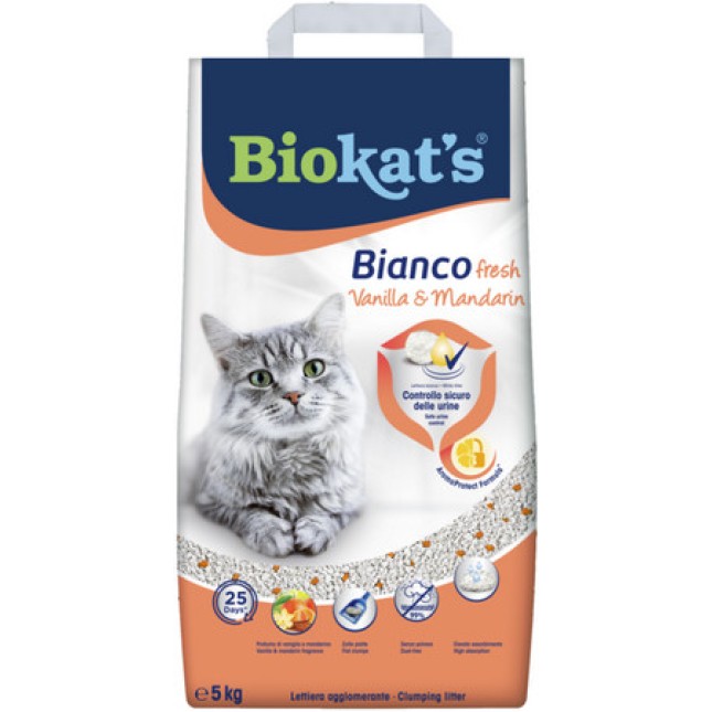 Biokat's Bianco Fresh Vanilla & Mandarin ʼμμος Υγιεινής Γάτας 5kg. Biokat's Bianco Fresh Vanilla & Mandarin ʼμμος Υγιεινής Γάτας 5kg.