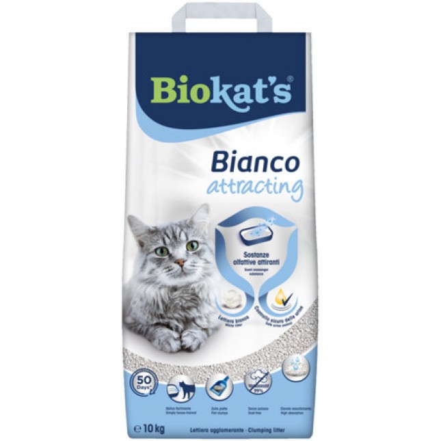 Biokat's Άμμος υγιεινής γάτας περιέχει μια οσφρητική ουσία που έχει ελκυστική επίδραση στη γάτα