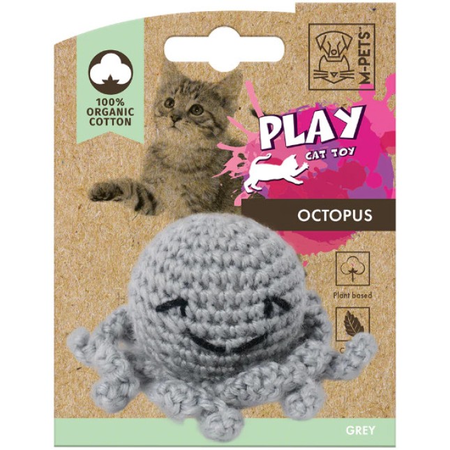 M-pets Γκρι χταπόδι 100% βαμβακερό παιχνίδι γάτας με catnip 7,5x7,5x5,5cm M-pets Γκρι χταπόδι 100% βαμβακερό παιχνίδι γάτας με catnip 7,5x7,5x5,5cm