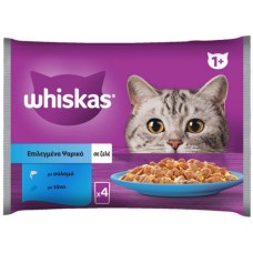 Whiskas Core Πλήρης υγρή τροφή με σολομό και τόνο σε ζελέ 4x85g